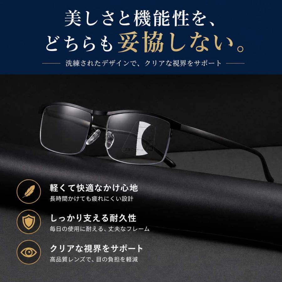 遠近両用 老眼鏡 + 3点セット付き シニアグラス おしゃれ 遠近両用