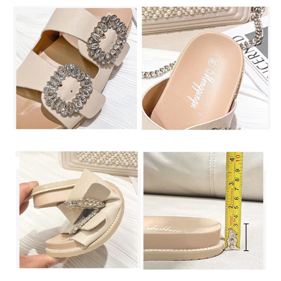 ビジューサンダル AL671138013927 厚底サンダル 婦人靴 フラット