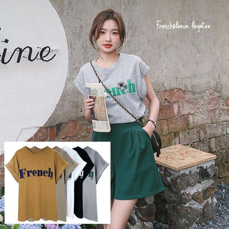ロゴフレンチスリーブTee Tシャツ ロゴT カジュアル フレンチスリーブ 