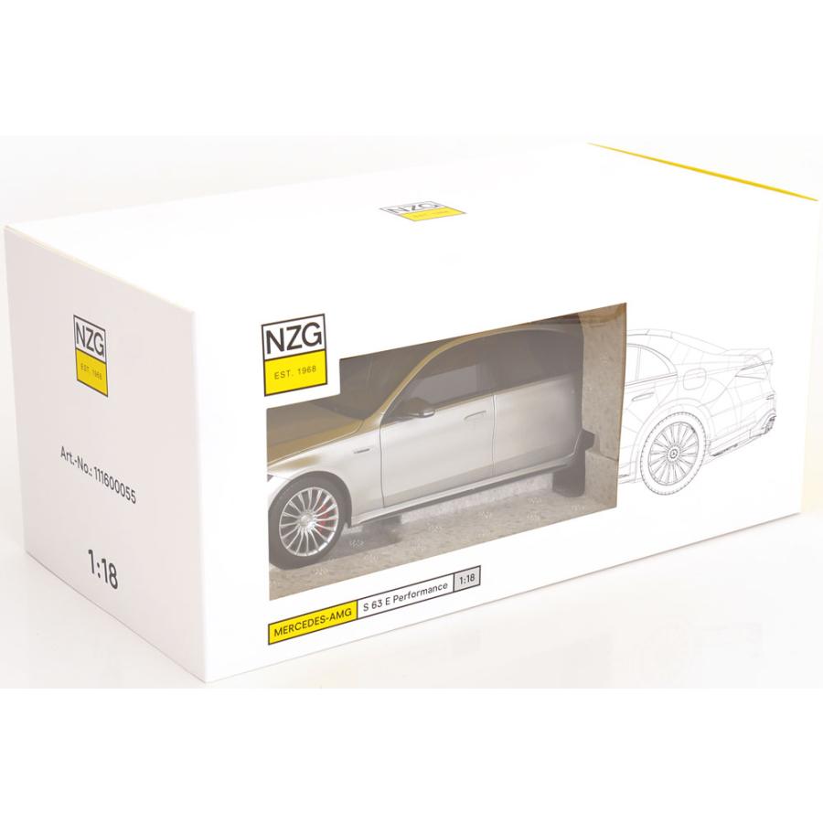 NZG 1/18 Mercedes Benz AMG S63 E Performance HIGHTECH SILVER