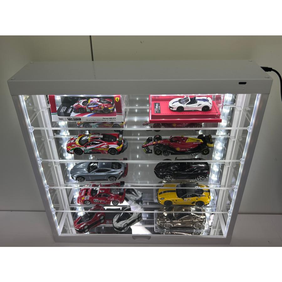 ミニカー ディスプレイケース アクリル製 5段 LED照明付 USB電源 組立