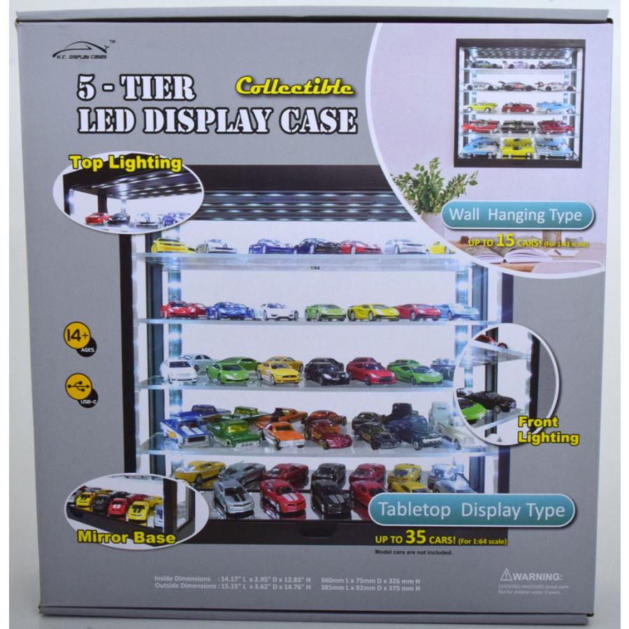ミニカー ディスプレイケース アクリル製 5段 LED照明付 USB電源 組立
