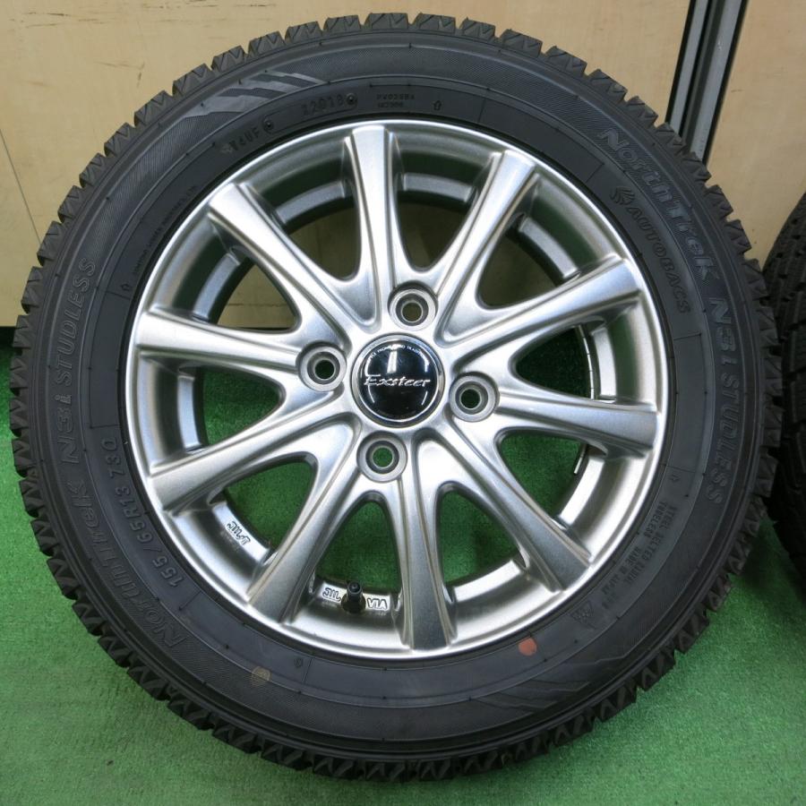 *送料無料* バリ溝！キレイ！ほぼ10分★スタッドレス 155/65R13 オートバックス ノーストレック N3i Exsteer エクスター 13インチ PCD100/4H★4051110イス｜garage-get｜02