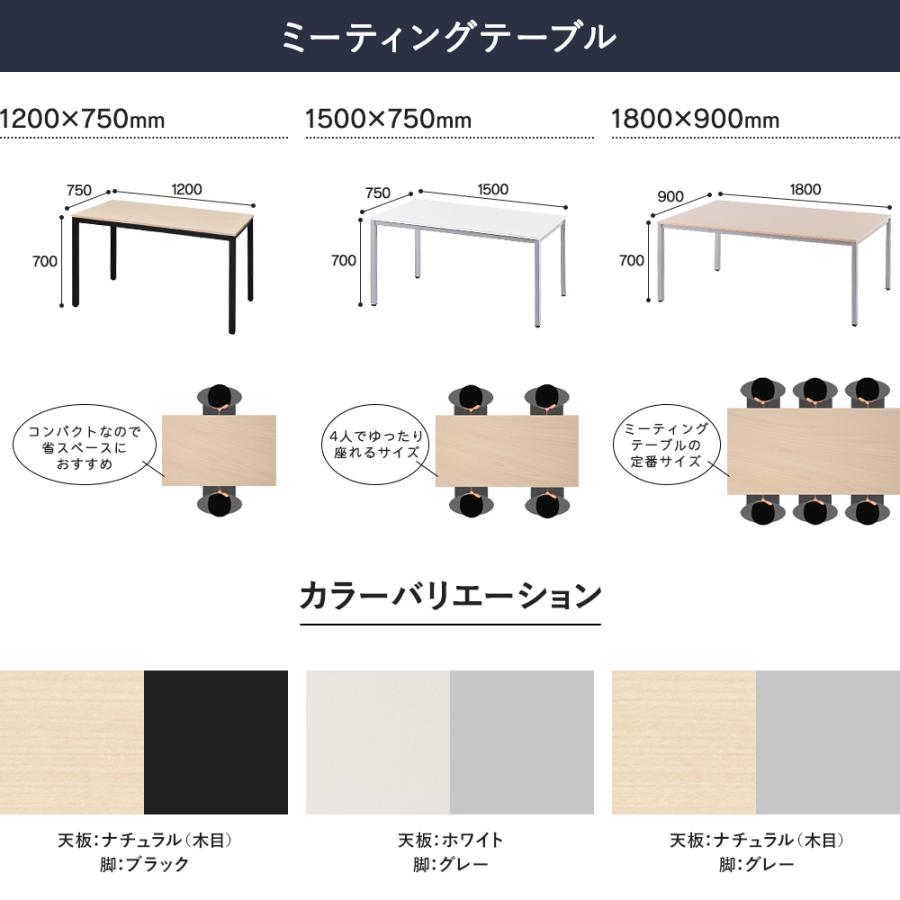 NEW RFミーティングテーブルセット チェア(キャスター脚/イエロー)2脚セット W1200テーブル(ナチュラル) 2人用 3点セット 会議 RFD2-1275NTBL MMC-113NYL｜garage-murabi｜03