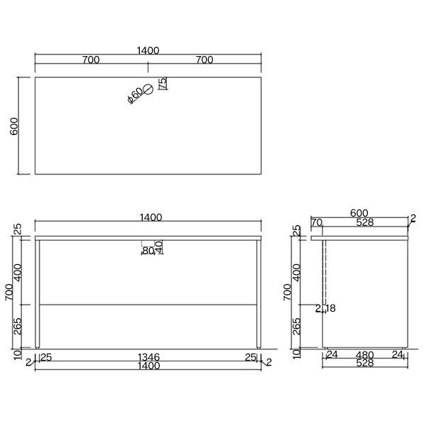 ノルム 木製デスクII 幅1400×奥行600mm 3color Z-RFPLD-1460 平机 シンプルワークデスク 学習机にも(事業所様お届け 限定商品)_7