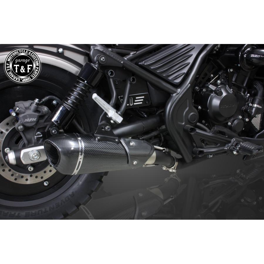レブル250★カスタム カーボンファイバー マフラー本体★ レブル レブル250 コンバットマフラー(カーボン柄)シングルKIT