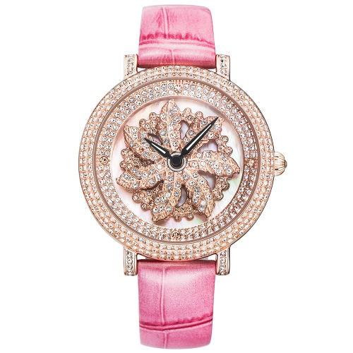 腕時計 モチーフが回転　Davena　ダヴェナ MAPLE メープル　ピンク/ピンクゴールド