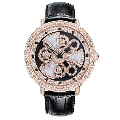 腕時計 モチーフが回転　Davenaダヴェナ　FORMA フォルマ　ブラック/ピンクゴールド