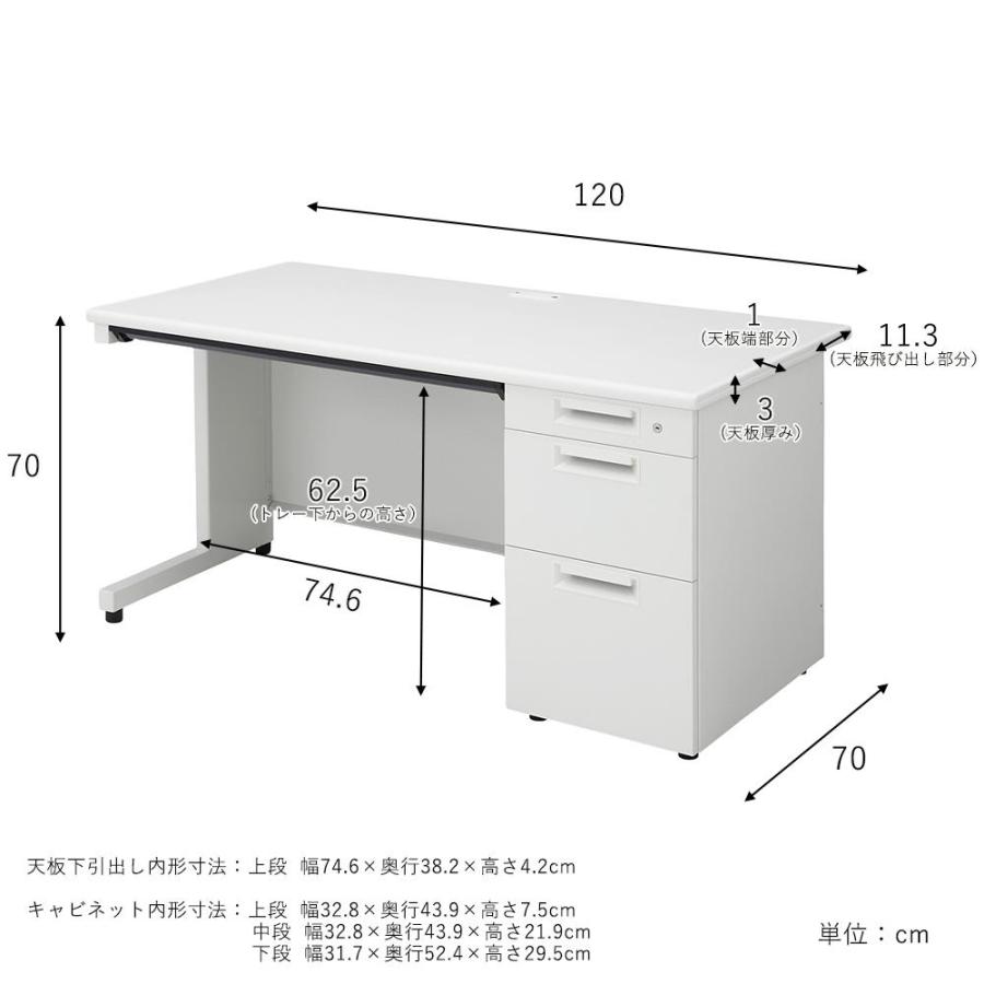 PLUS（プラス） オフィスデスク スチールデスク 幅120cm 奥行70cm 片袖 