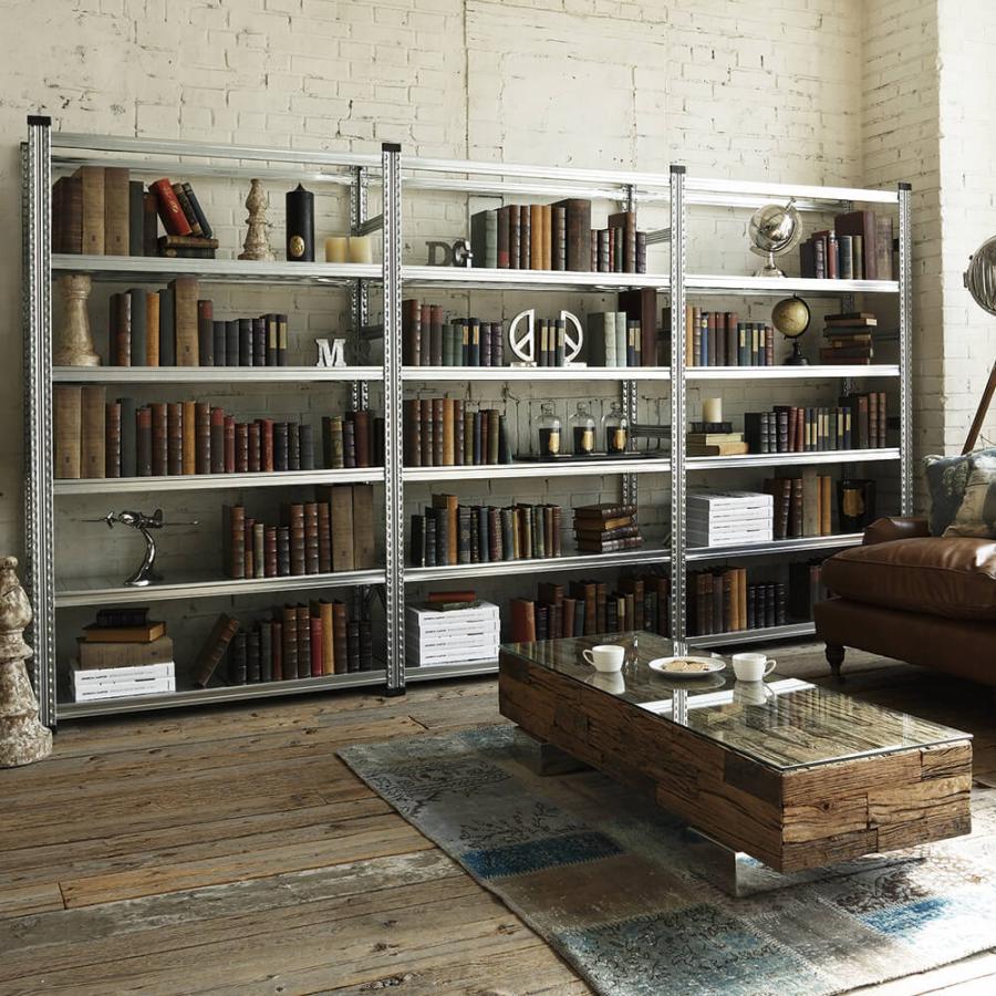 LSISTEM メタルシステム 6段シェルフ キャスター付 工業系 増設用 METALSISTEM メタルシステムラック 6段タイプ 幅124cm スチール