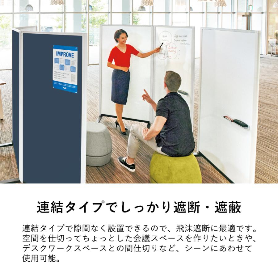 ホワイトボード 脚付き パーティションホワイトボード 両面 高さ150cm ホワイトボード 連結タイプ 3連 キャスター付 パーティション_3