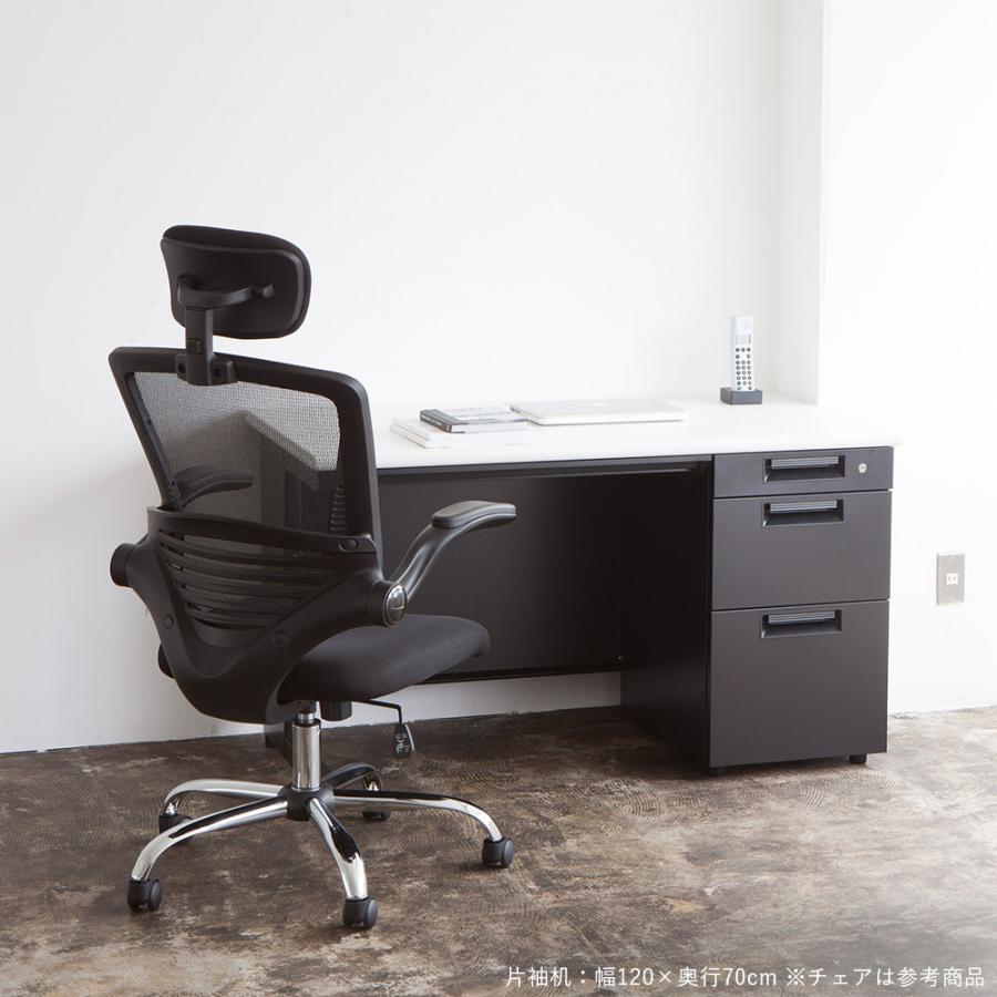 PLUS（プラス） パソコンデスク デスク 片袖机 キャビネット付 幅140cm