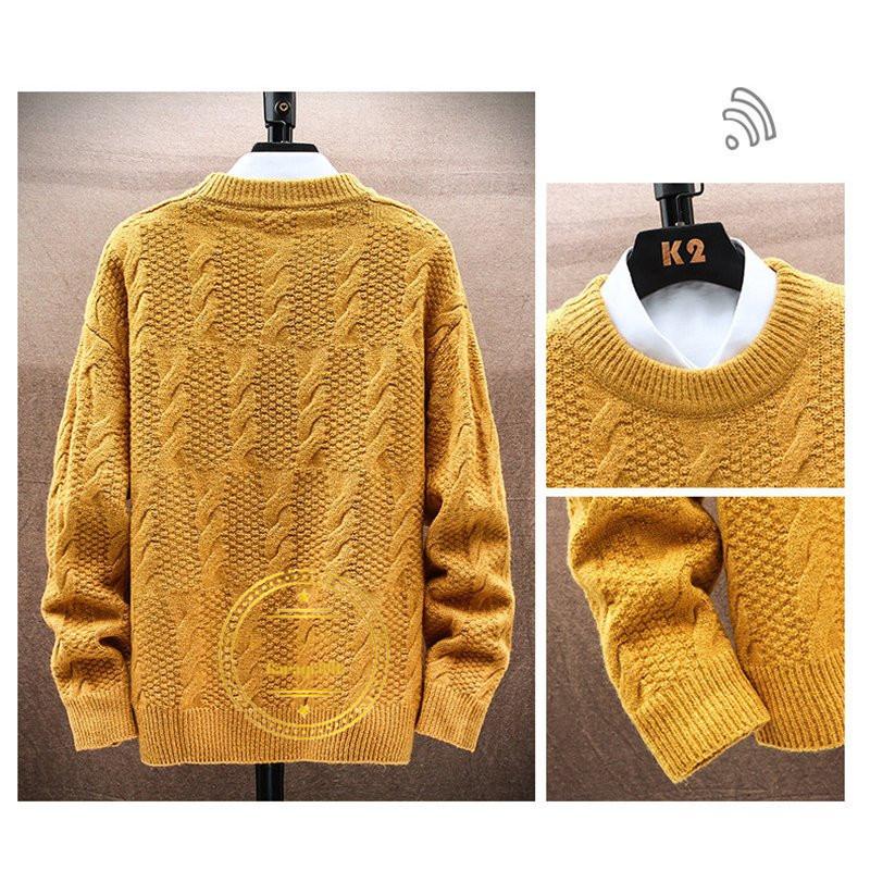 ゴルフウェア ゴルフセーター メンズ トップス 無地 ニット ハンサム リブ編み セーター 高質 クルーネック 厚手 ウィンターウェア 秋冬