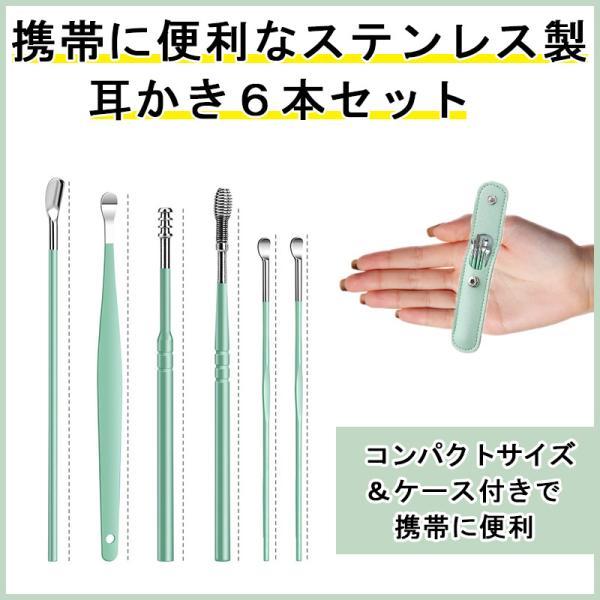 耳かきセット 耳かき 6本セット PUレザー ケース付属 キーリング付き