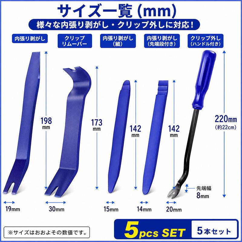 5pc miniハンディリムーバー(クリップはがし内張り剥がし) YZM017