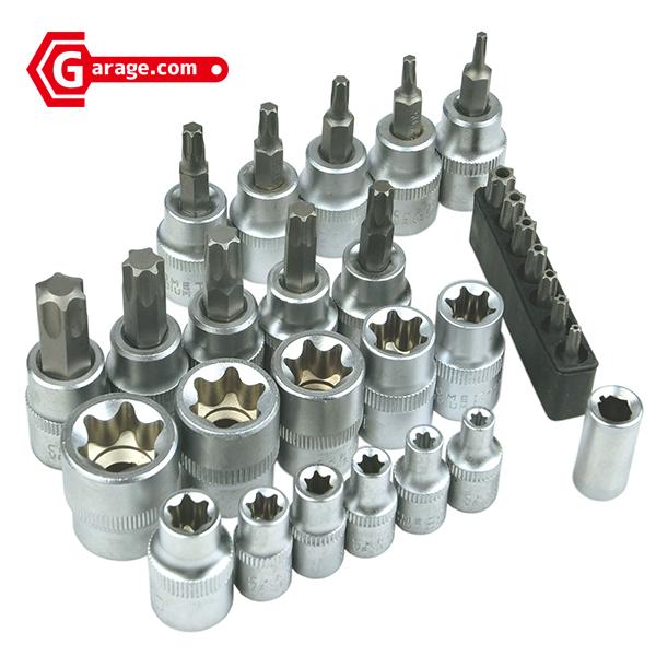 29pc トルクスネジ用スタービットソケットセット + E型トルクスビットソケット +イジリ止め B074 |  | 02