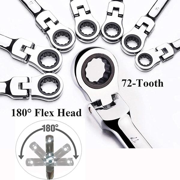 12PC フレキシブルギアレンチセット 8-19mm 高精度・高耐久工具セット