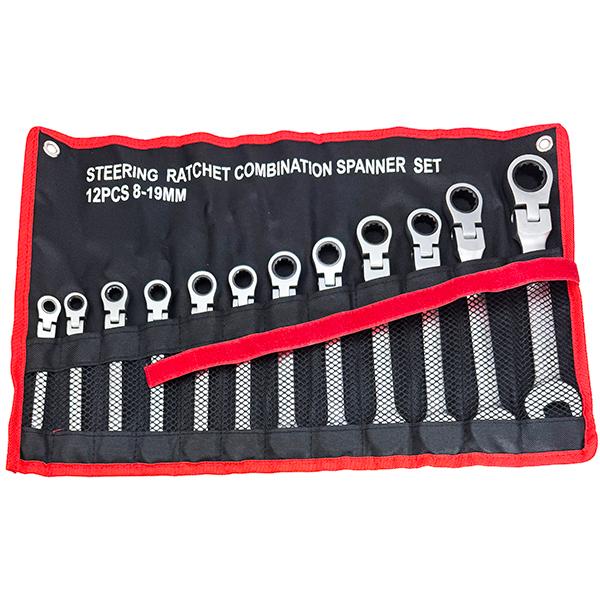 12PC フレキシブルギアレンチセット 8-19mm 高精度・高耐久工具セット