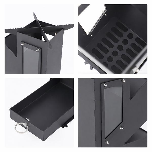 キャンプ用 透明耐熱ガラス窓付 ロケットストーブ 薪ストーブ 二次燃焼