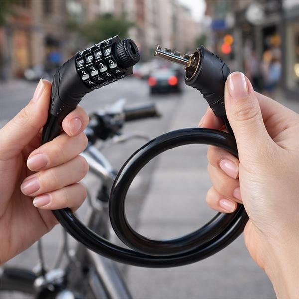自転車用タイヤロック 盗難防止 4桁ダイヤル チェーンロック 60cm ブラック B913 |  | 01