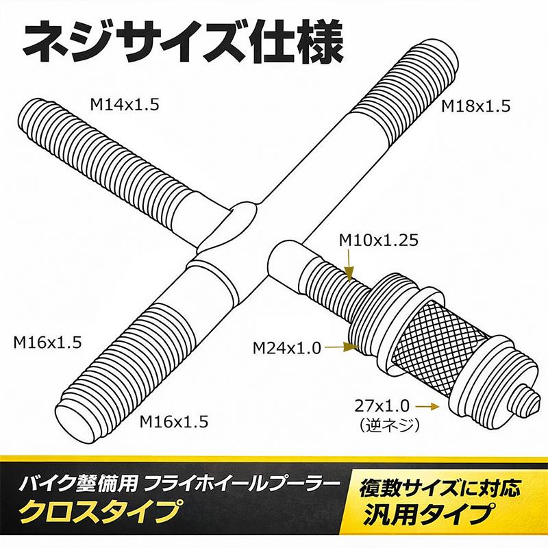 十字型フライホイールプーラー クロスタイプ R036 : Garage.com - 通販