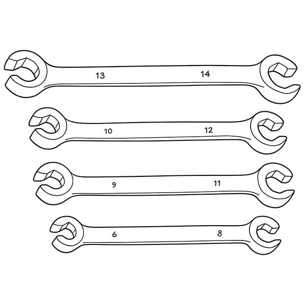 4pcフレアナットレンチ 6x8 9x11 10x12 13x14mm 4本セット T114
