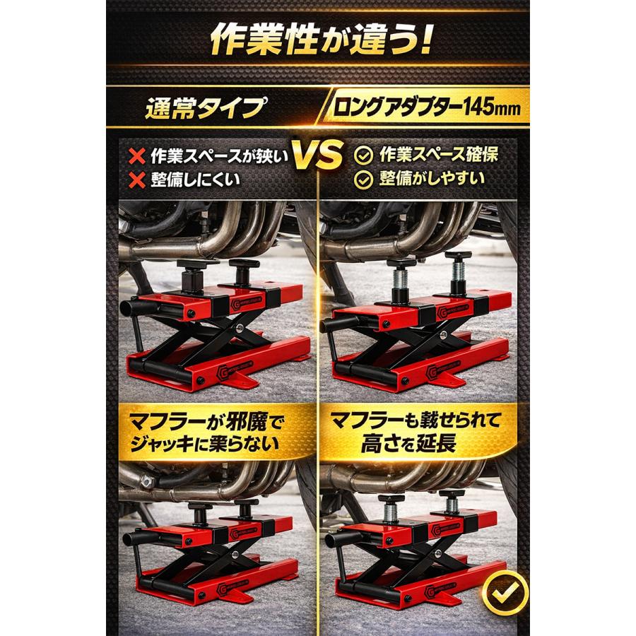 モーターサイクルジャッキ用ロングアダプター145mmx2個セット P041