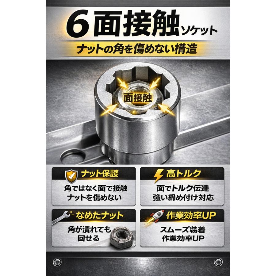 ナットの角を傷めない 5pcナットツイスターソケット なめたボルト