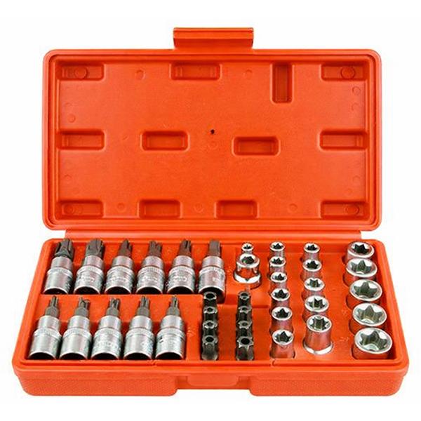 34pc トルクスネジ用スタービットソケットセット + E型トルクスビット