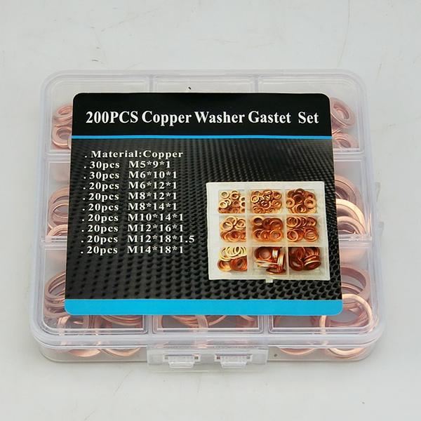 オイルドレンパッキン ドレンワッシャー (M5-M14) 銅リング 200pcセット エンジンオイル交換に T072 |  | 04