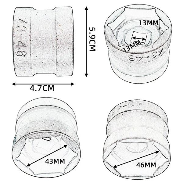 デュアルクラッチロックナットリムーバー インパクトソケット 43mm