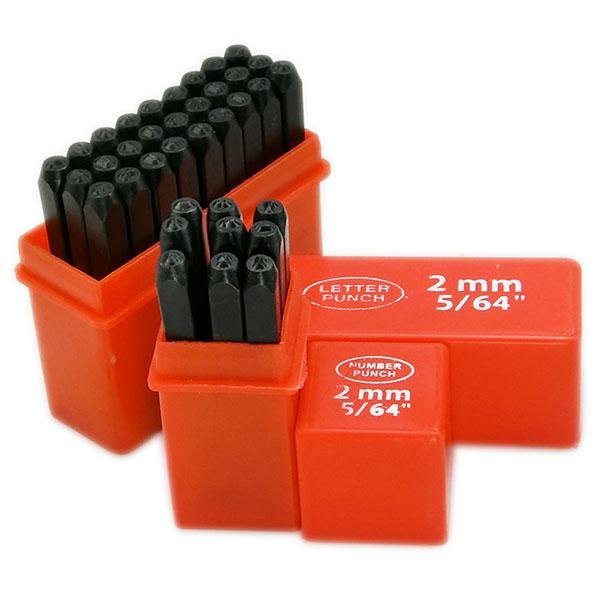 2mm 36pc英字アルファベット＆数字スタンプポンチセット 打刻印ポンチ