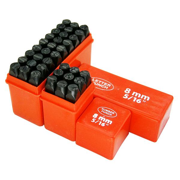 8mm 36pc英字アルファベット＆数字スタンプポンチセット 打刻印ポンチ