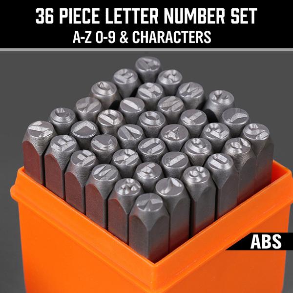 8mm 36pc英字アルファベット＆数字スタンプポンチセット 打刻印ポンチ