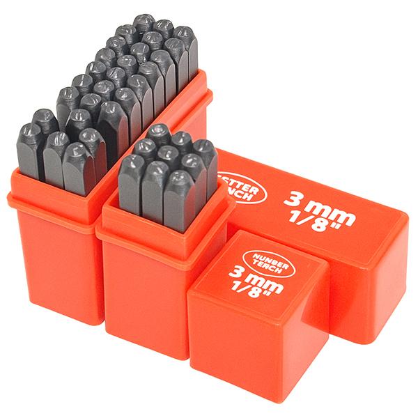 3mm 36pc英字アルファベット＆数字スタンプポンチセット 打刻印ポンチ