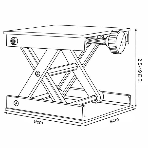 アルミ製 簡易ラボジャッキ 水平器昇降台 耐荷重6kg 高さ調整2.5〜9cm対応 T830 |  | 02