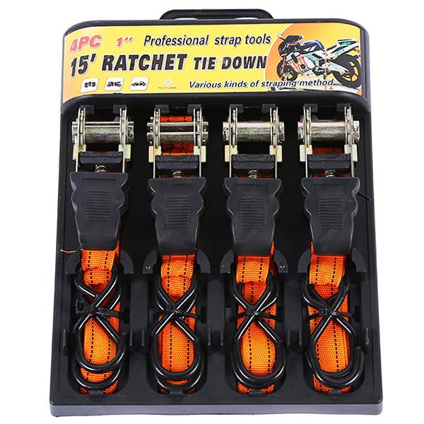 ラチェット式 ラッシング 荷締めタイダウンベルト 4本セット TA040