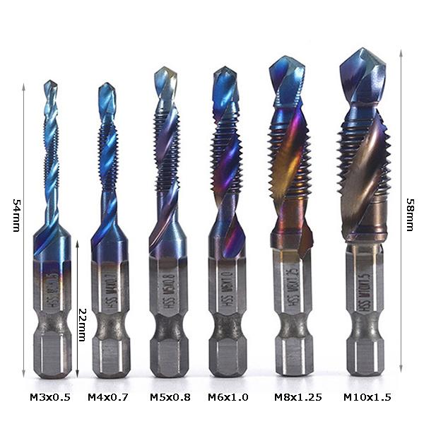 3in1 ドリルビット 6pc タップドリルセット M3-M10 穴あけ 3in1 ドリルビット 6pc タップドリルセット M3-M10 穴あけ