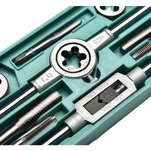 12pc タップダイスセット なめたネジ山の修正に YZA008 : Garage.com