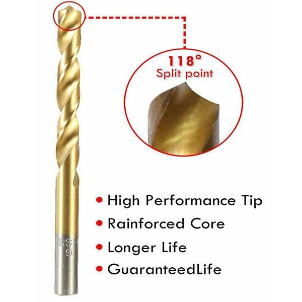 チタンコーティングドリル 1mm〜10mm 14サイズ99pcs 丸軸ドリルビット