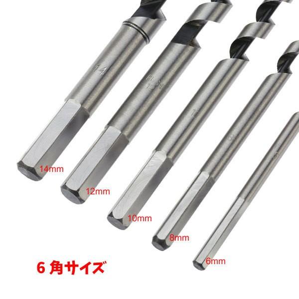 5本組 木工用 木材＆樹脂の深穴加工用 230mm ロングドリルビット 5pc