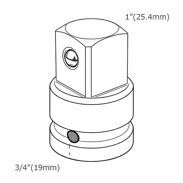 インパクト仕様ソケット変換アダプター 凹19mm(3/4