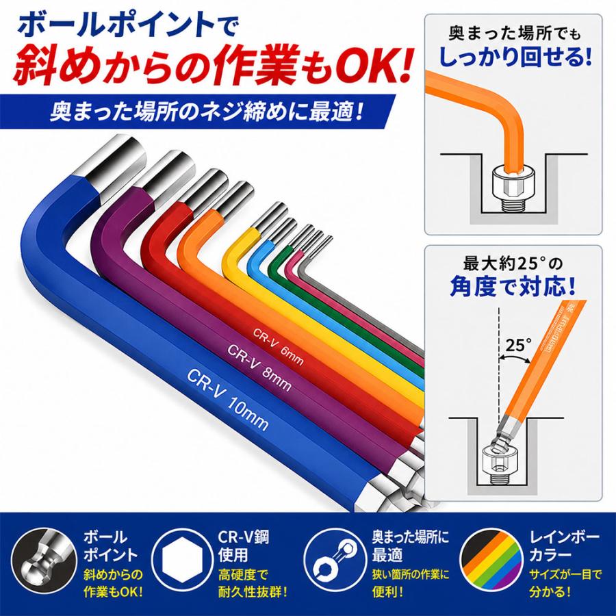9pc六角ヘックスキー レインボーカラー ヘックスビット ヘックス