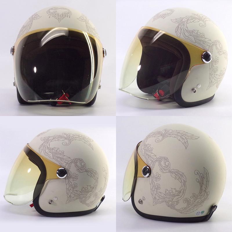 72JAM JET HELMET 72JAM JET HEART アイボリー パーシモンシールド付属 