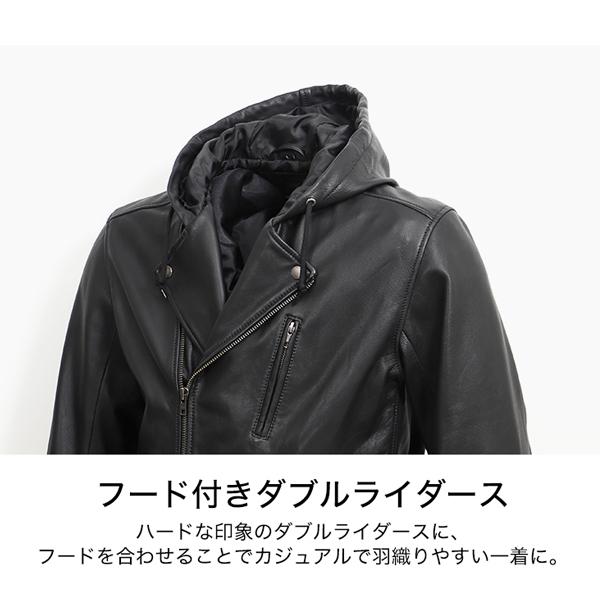 DEGNER 21WJ-3 フード付きレザーダブルジャケット LEATHER JACKET デグナー｜garager30｜04