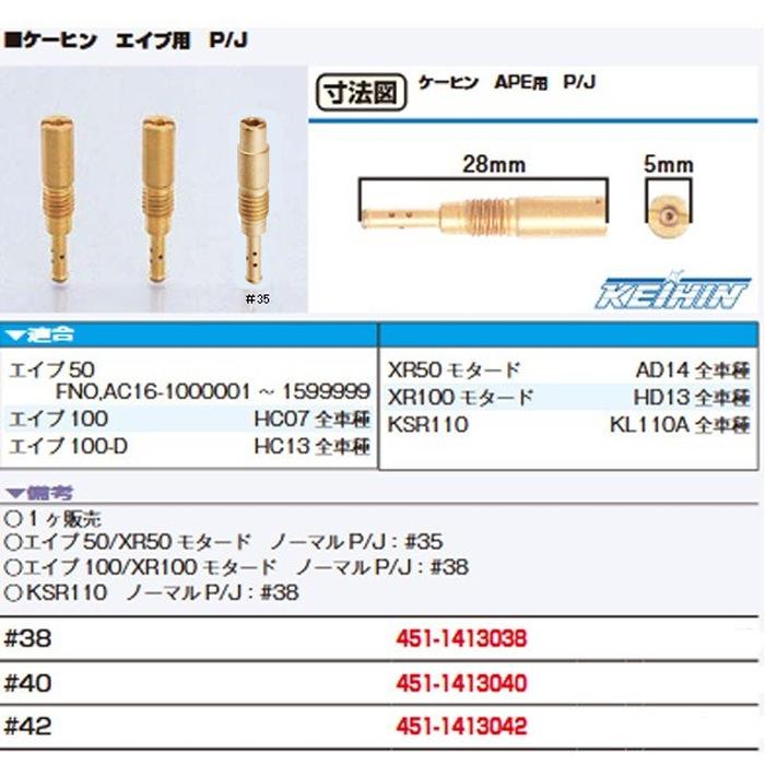 ケイヒン 純正パイロットジェット スロージェット エイプ50 エイプ100