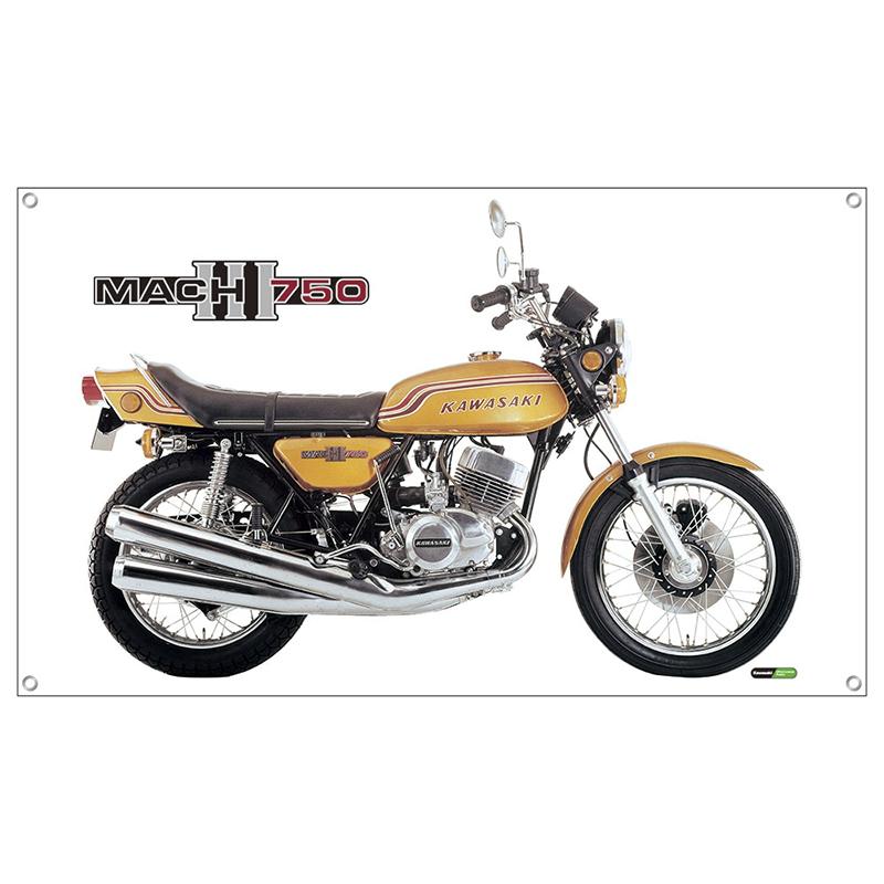 Kawasaki 750ーSS(MACH) 特大フラッグ 1500×900×2mm バナー マッハ