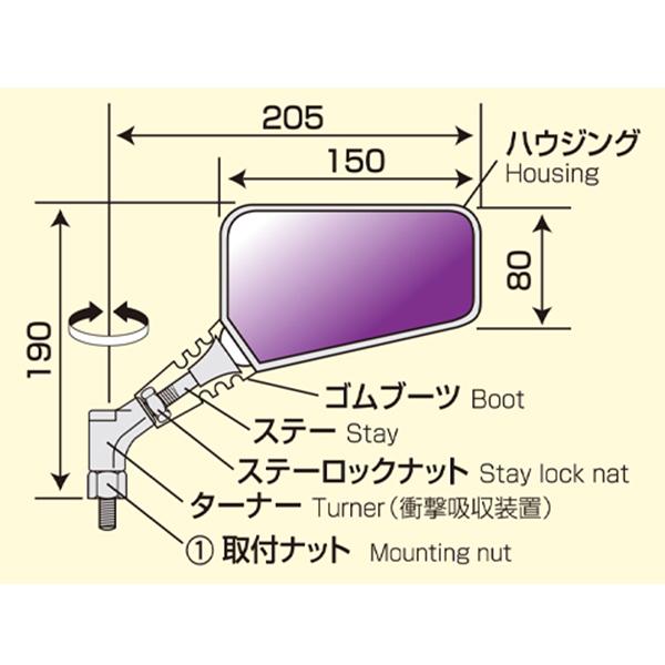 TANAX タナックス クロス２ レイセーブ AJS2-10R AJS2-10L ブラック レイセーブ鏡 10mm正ネジ NAPOLEON ナポレオン | TANAX | 01