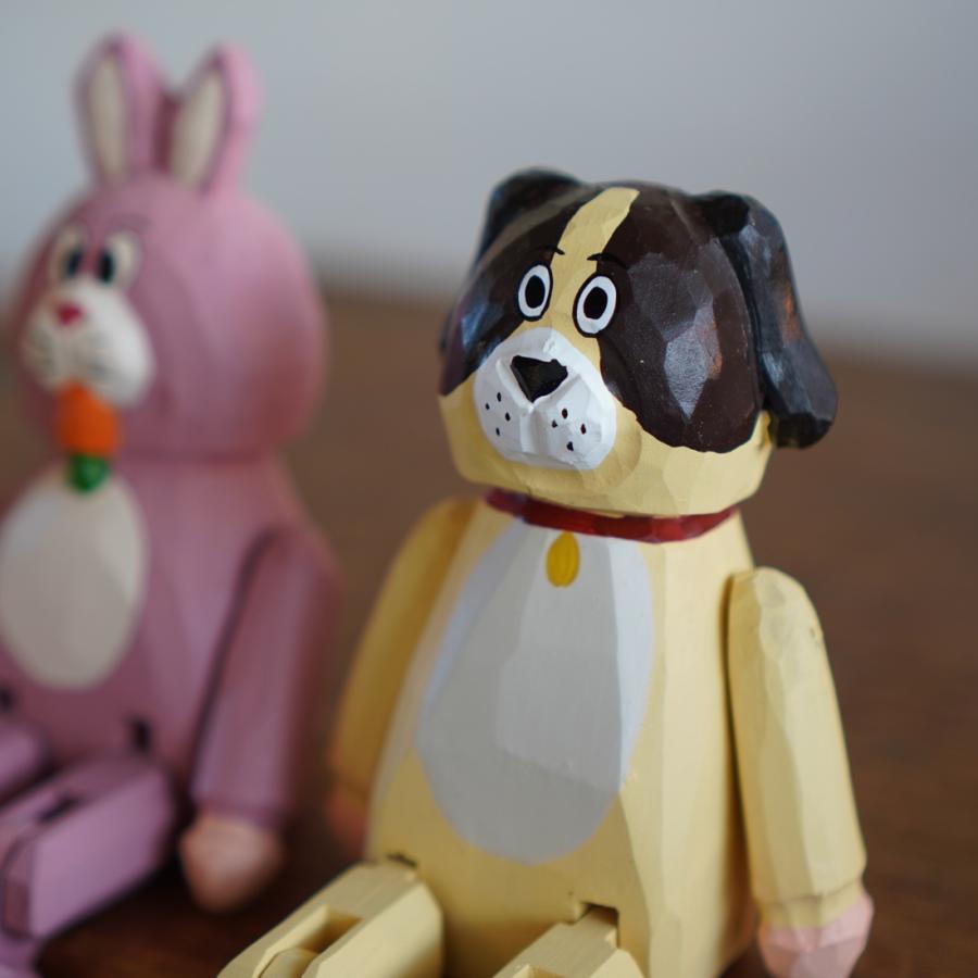 Creer 人形 木製 フィギア 置物 オブジェ 動物 うさぎ 犬 クマ