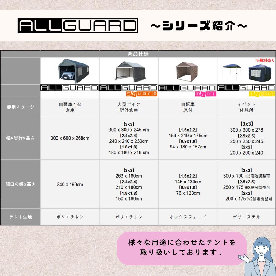 ALL GUARD mini 1.6x2.2m ガレージテント サイクルハウス 3台 4 ALL GUARD mini 1.6x2.2m ガレージテント サイクルハウス 3台 4